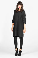 ¾ Sleeved Ribbed Tunic in Black