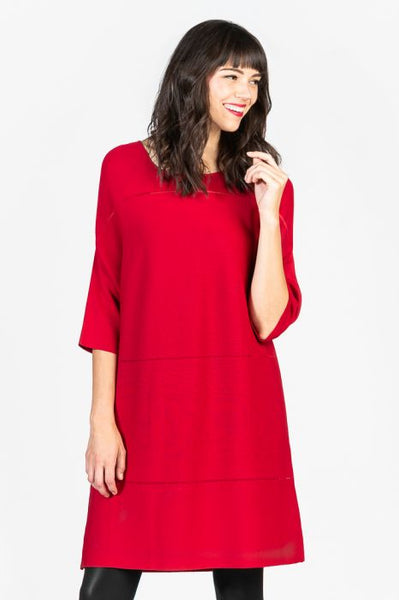 ¾ Sleeved Ribbed Tunic in Cherry