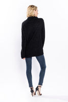 Cowl Neck Sequin Knit Sweater in Black