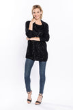 Cowl Neck Sequin Knit Sweater in Black