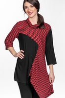 Cowl Neck Asymmetric Tunic in Red