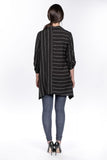 Mixed Stripe Pocket Front Tunic in Black