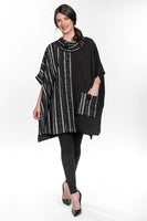 Cowl Neck Poncho Sweater in Black