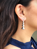 Stylish Hanging Silver Ball Post Back Earrings