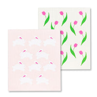 Bunnies & Tulips Dishcloths - Set of 2