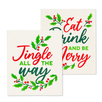 Eat, Drink & Jingle Dishcloths - Set of 2