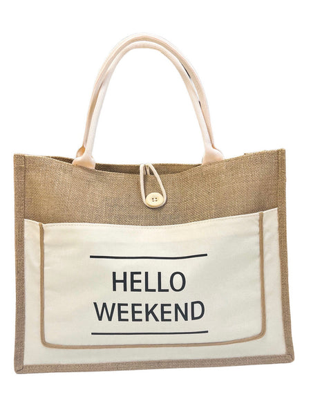 HELLO WEEKEND Tote - Cream