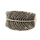 Stretch Ring Feather Design w/ Rhodium Plating