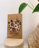 Cheetah Print Leather Leaf Earrings