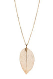 Long Necklace with Fine Mesh Leaf Pendant