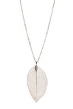 Long Necklace with Fine Mesh Leaf Pendant