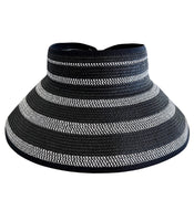Striped Two Tone Rollup Hat - Black/White