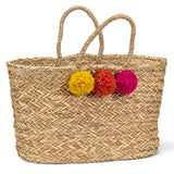 Large Tote with 3 Jumbo Pompoms