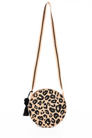 Leopard Handwoven Jute Crossbody Bag