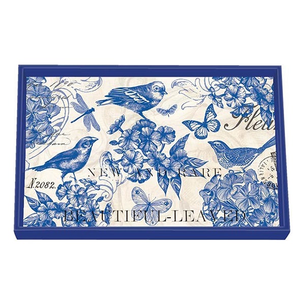 Indigo Cotton Decoupage Wooden Tray