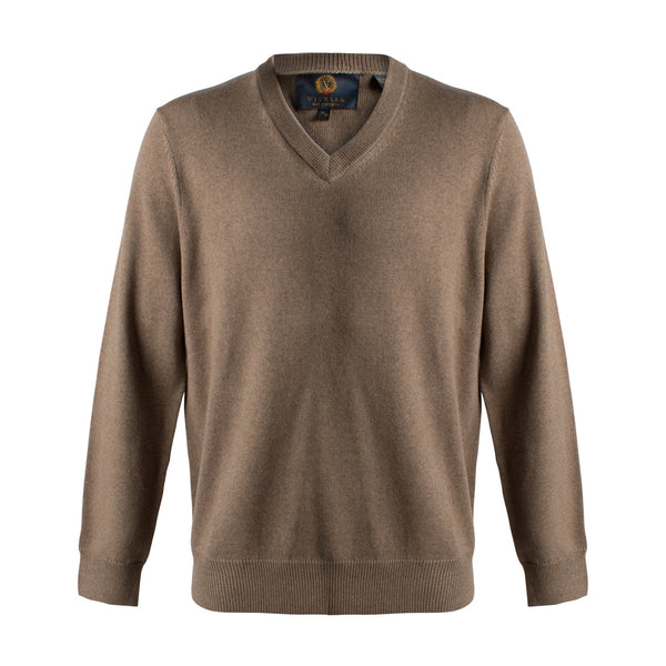 Viyella V-Neck Long Sleeve Sweater (Mushroom)