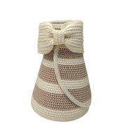 Striped Two Tone Rollup Hat - Cream/ Tan