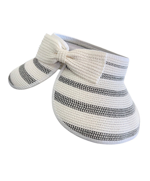 Striped Two Tone Rollup Hat - White/ Black