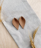 Tan Suede Leather Leaf Earrings