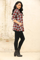 Plaid Tunic with Front Zipper