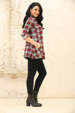 Plaid Tunic with Front Zipper