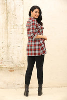 Plaid Tunic with Front Zipper