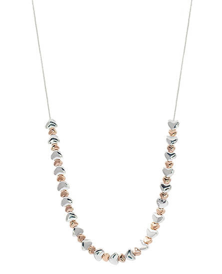 Necklace Short w/ Hearts Rosegold & Silver
