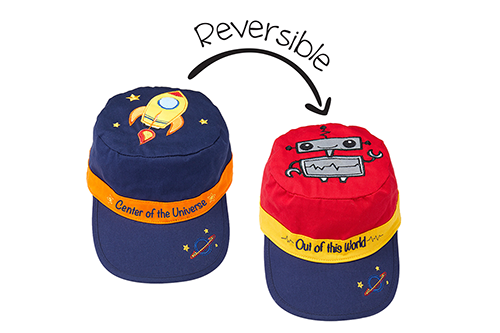 Kids & Toddler Reversible Bucket Sun Hat - Spaceship & Robot