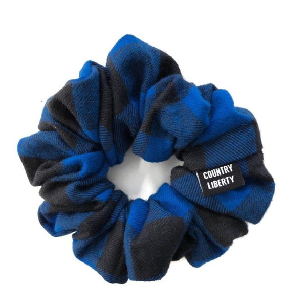 Blue Flannel Buffalo Plaid Scrunchie