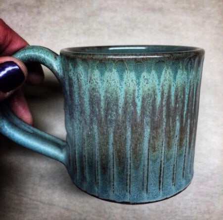 Pottery Mug Small Carved