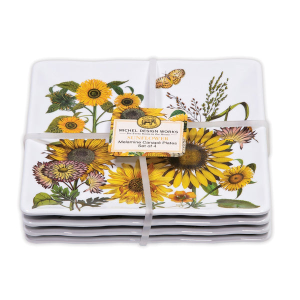 Sunflower Melamine Serveware Plate Set of 4