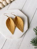 Oak Textured Leather Leaf Earrings
