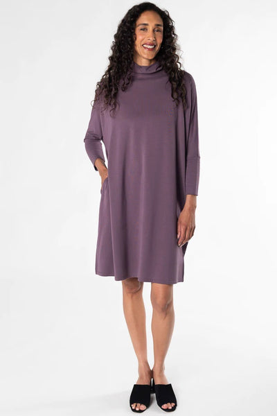 Joanna Mock Neck Dress - Mauve