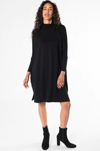 Joanna Mock Neck Dress - Black