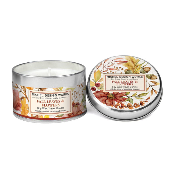 Fall Leaves & Flowers Travel Candle