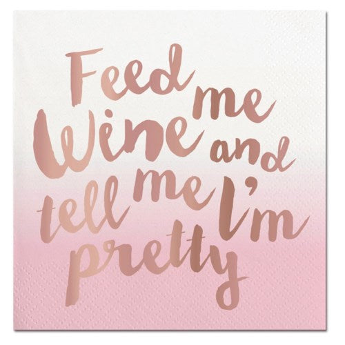 Feed Me Wine - Foil Cocktail Napkin