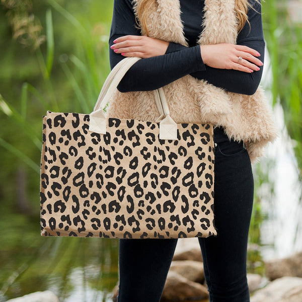 Leopard Print Jute Tote Bag – Carrington & Co.