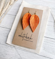 Burnt Orange Palm Suede Leather Leaf Earrings