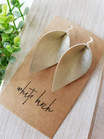 Champagne Gold Leather Leaf Earrings
