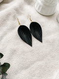 Black Palm Leather Leaf Earrings