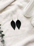 Black Palm Leather Leaf Earrings
