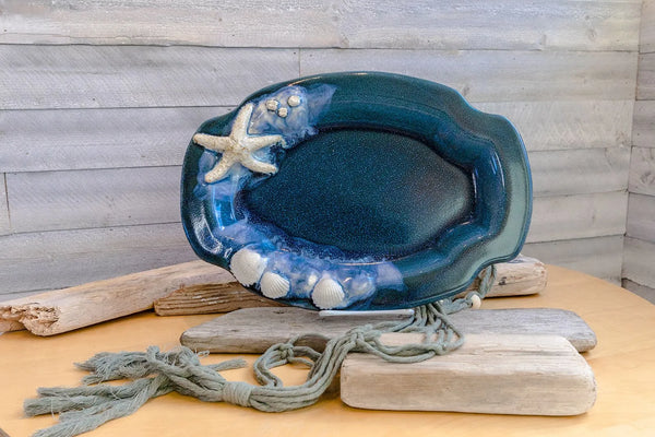 Small Ocean Pottery Platter - Slate